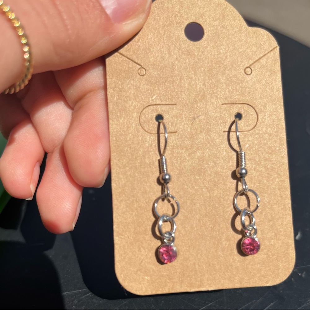 Pink gemstone drop earrings